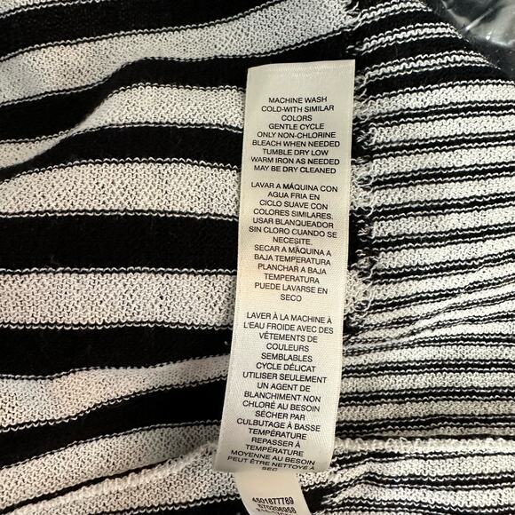 Chicos Lightweight Open Front Knit Cardigan XL Black White Brown Stripe Size 3 - Picture 7 of 8